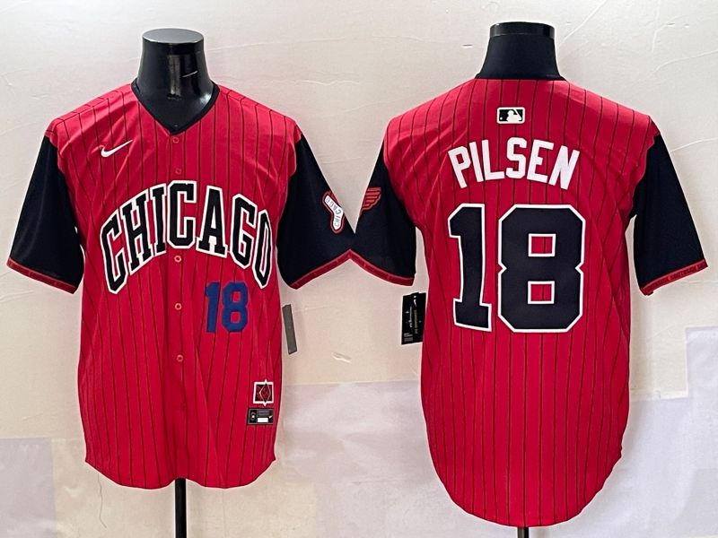 Men Chicago White Sox #18 Pilsen Red Stripe Joint Name Nike 2025 MLB Jersey style 21->baltimore orioles->MLB Jersey